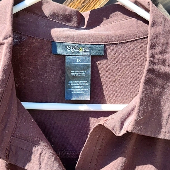 ⭐️Style and Co Brown Button Down Tee - Picture 4 of 7